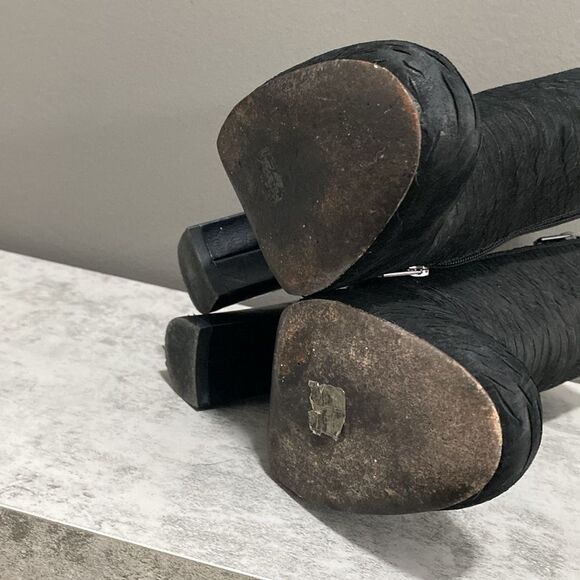 Ash Black Leather Textured Boots/Booties Size 38 US 8 - Picture 12 of 13